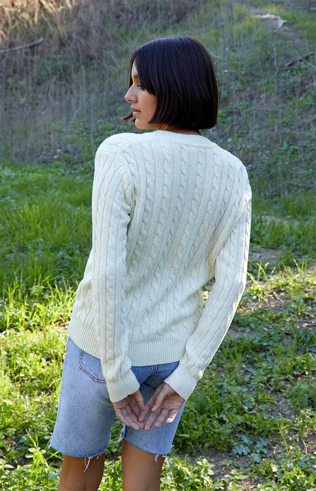 John Galt White Cable Stitch Cardigan