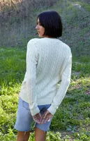 John Galt White Cable Stitch Cardigan