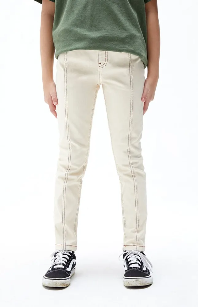 Off White Pull-On Skinny Jeans