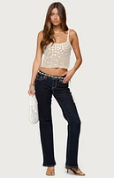 Edikted Onya Iridescent Sheer Knit Top