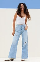 PacSun Medium Indigo Ripped Wide Leg Jeans