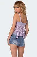 Edikted Orchid Sheer Lace Top