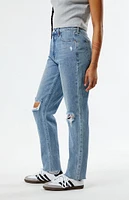 PacSun Eco Medium Indigo Ripped Mom Jeans