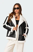 Rocki Oversized Faux Leather Shearling Jacket