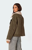 Edikted Faux Suede Shearling Oversized Jacket