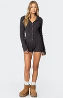 Edikted Hooded Cable Knit Romper