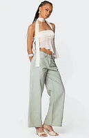 Edikted Lannah Textured Low Rise Jeans