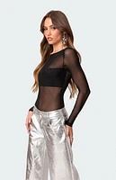 Edikted Sheer Mesh Bandeau Bodysuit