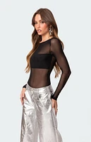 Edikted Sheer Mesh Bandeau Bodysuit