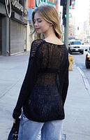 John Galt Black Sheer Knit Sweater