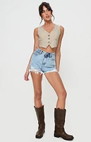 Princess Polly Anne Ripped High Waisted Denim Shorts