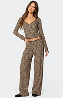 Edikted Lue Leopard Printed Ribbed V Neck Top