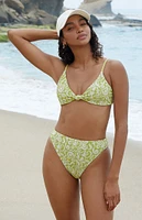 Dippin' Daisy's Green Ribbed Zen Knotted Triangle Bikini Top