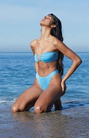 PacSun Eco Blue Mira Shine Bandeau Bikini Top