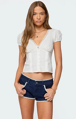 Edikted Antonella Cotton Button Up Top
