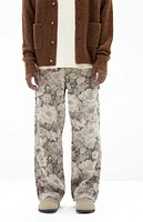 PacSun Brown Floral Baggy Carpenter Jeans