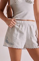 Beverly and Beck Embroidered Striped Boxer Shorts