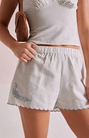 Beverly and Beck Embroidered Striped Boxer Shorts