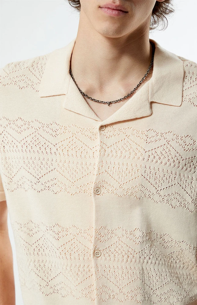 PacSun Hudson Cream Oversized Camp Shirt