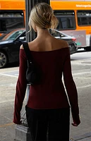 John Galt Burgundy Off-The-Shoulder Top