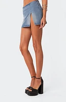 Edikted Katrina Slitted Denim Mini Skirt