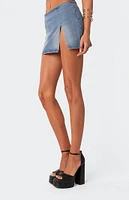 Katrina Slitted Denim Mini Skirt