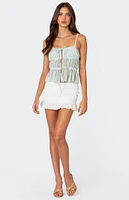 Edikted Addy Tie Front Sheer Chiffon Top