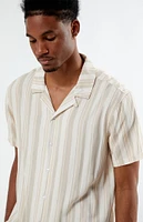 Viscose Vertical Stripe Camp Shirt