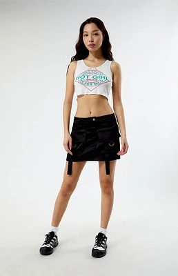 Glamorous Black Satin Cargo Mini Skirt