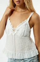 Your Favorite Mae Trim Tie Front Tank Top
