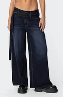 Edikted Super Baggy Belted Low Rise Jeans