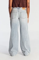 Pacsun Casey Ripped Low Rise Baggy Jeans Light Indigo Wash