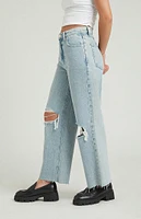 PacSun Light Indigo Ripped Cropped Wide Leg Jeans