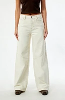 PacSun Jessie Off White Cowboy High Waisted Baggy Jeans