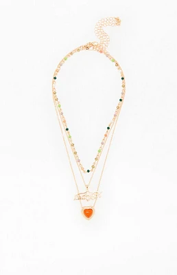 LA Hearts Lucky Girl Beaded Layered Necklace
