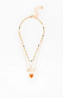 LA Hearts Lucky Girl Beaded Layered Necklace