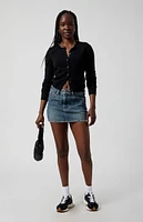 PacSun Dark Indigo Mid Rise Denim Mini Skirt