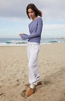 John Galt Blue Ainsley Long Sleeve Crop Top