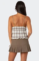 Edikted Plaid Lace Trim Tank Top