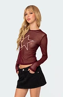 Edikted Stargaze Sheer Mesh Top