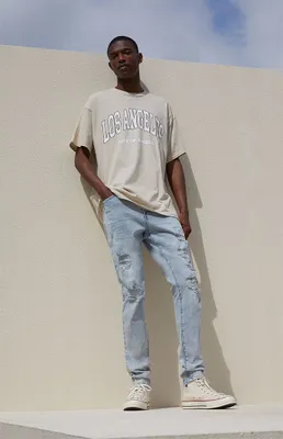 PacSun Recycled Light Destroyed Stacked Skinny Comfort Stretch Jeans