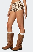 Edikted Cow Printed Low Rise Micro Shorts