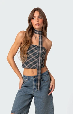 Plaid Two Piece Scarf Top