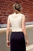 John Galt Beige Tie Front Top