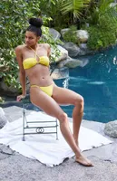 Yellow Ribbed High Cut Bikini Bottom