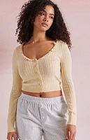 Beverly and Beck Sabrina Ruffle Trim Cardigan