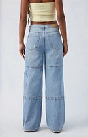 PacSun Light Indigo Grommet Dakota Mid Rise Baggy Jeans