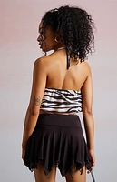 Third Charm Indy Zebra Ruffle Tank Top