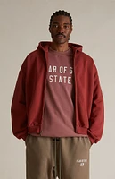 Fear of God Essentials Crimson Heavy Fleece Full Zip Hoodie