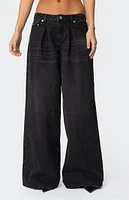 Edikted Pleated Detail Low Rise Jeans